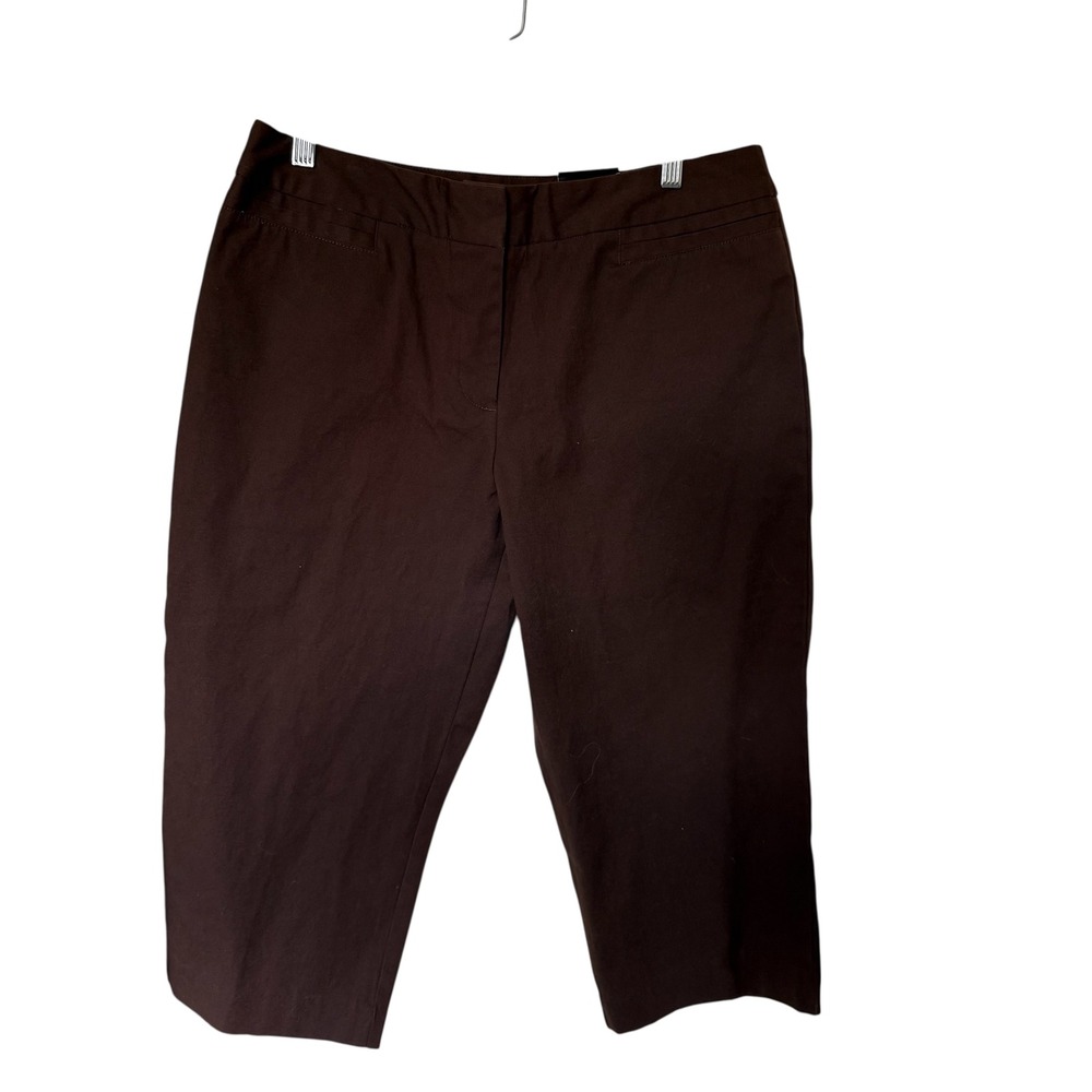 George Womens‎ Stretch Crop Pants Brown Coffee House Size 12 NWT GL388-CR205